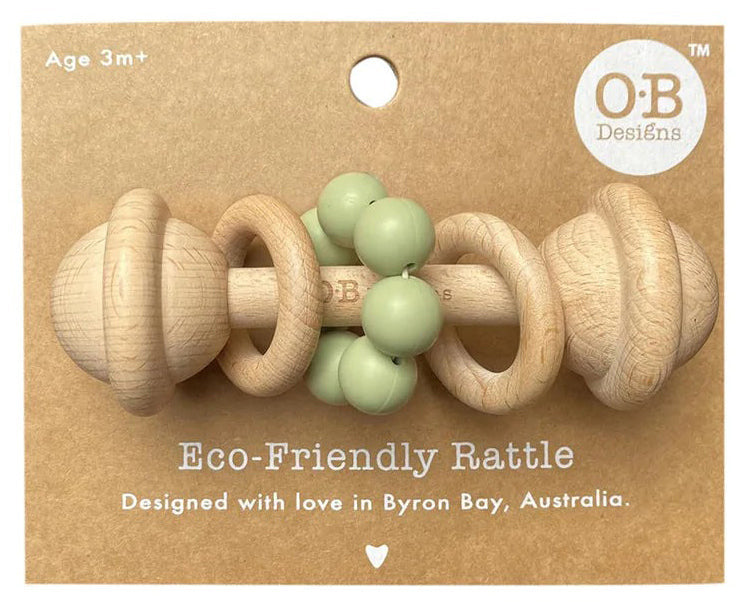 OB Designs Eco-Friendly Rattle Teether - Sage
