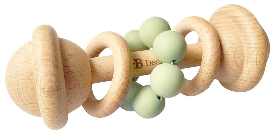 OB Designs Eco-Friendly Rattle Teether - Sage
