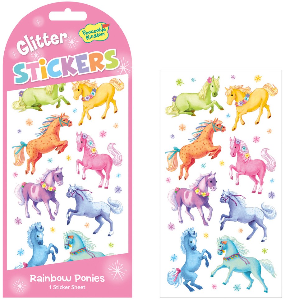 Rainbow Pony Glitter Stickers