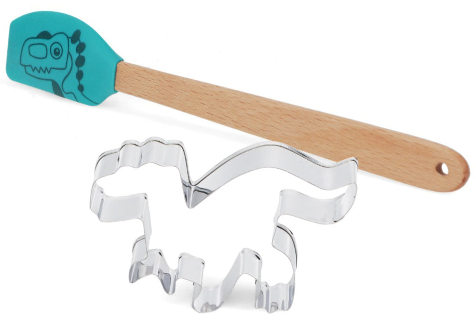 Rex London Cookie Cutter & Mini Spatula Set - Baby Dinos