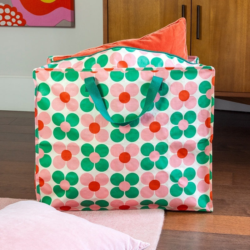 Rex London Pink & Green Daisy Jumbo Storage Bag
