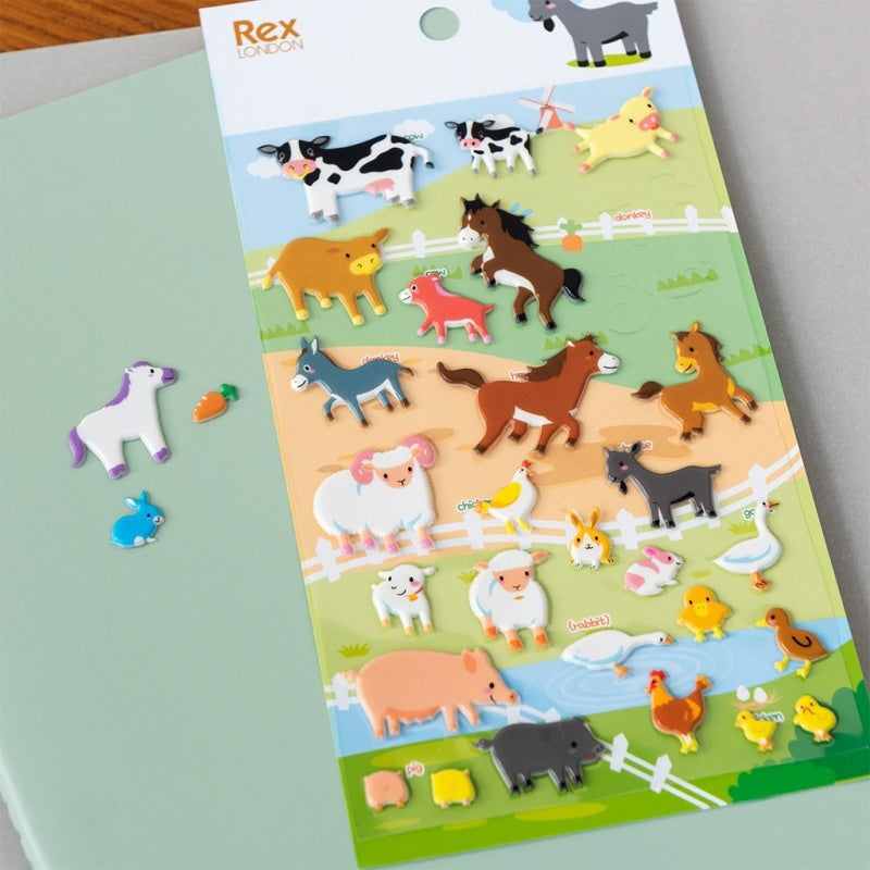 Rex London 3D Puffy Stickers - Farm Animals