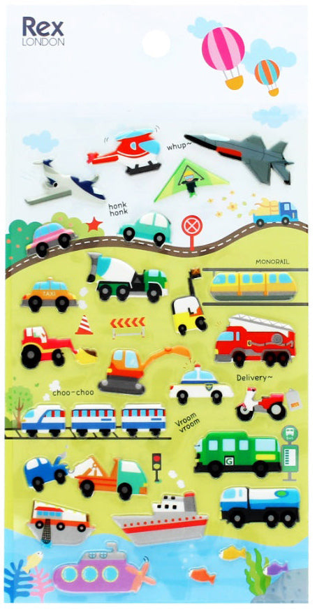 Rex London 3D Puffy Stickers - Vehicles