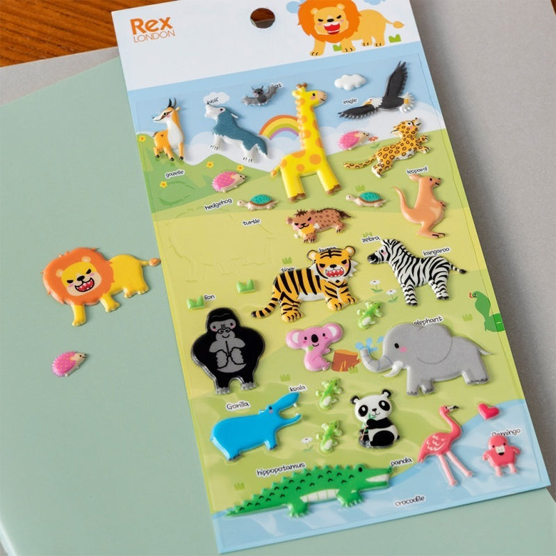 Rex London 3D Puffy Stickers - Wild Safari Animals
