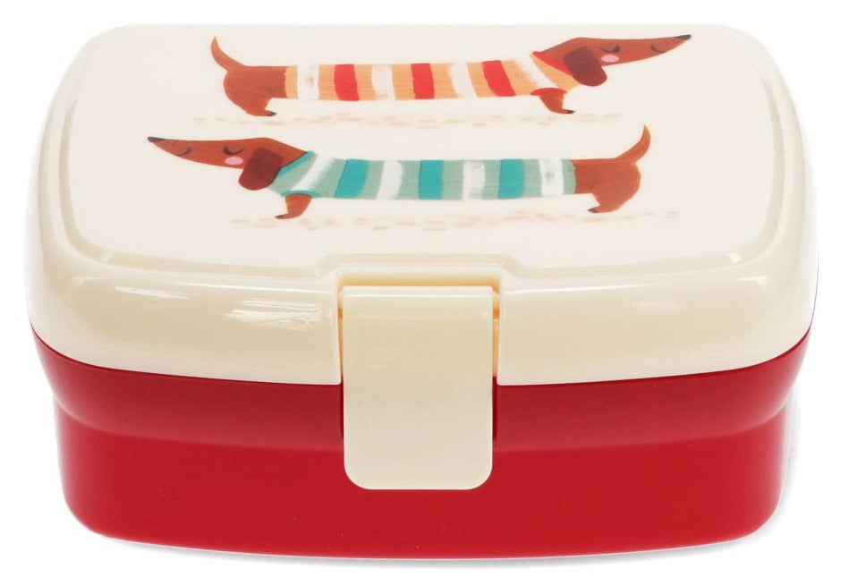 Rex London Sausage Dog Lunch Box with Tray - Ivory