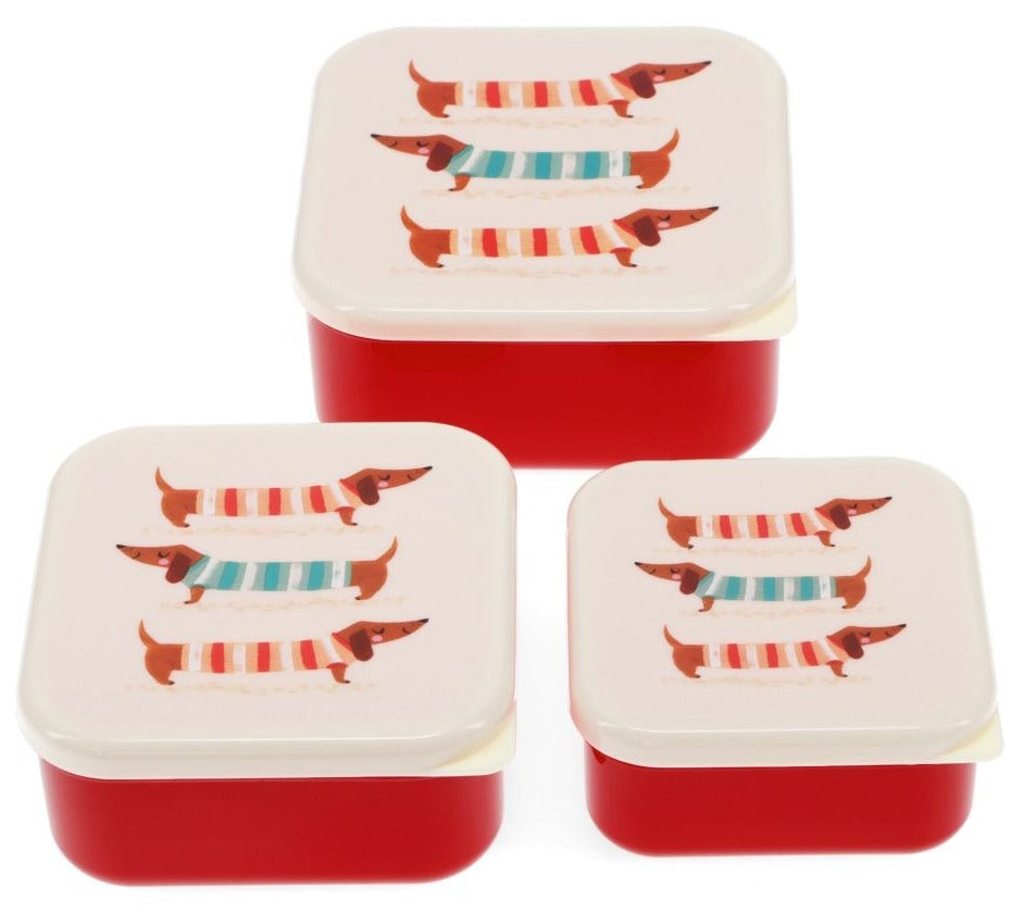 Rex London Sausage Dog Set of 3 Snack Boxes - Ivory