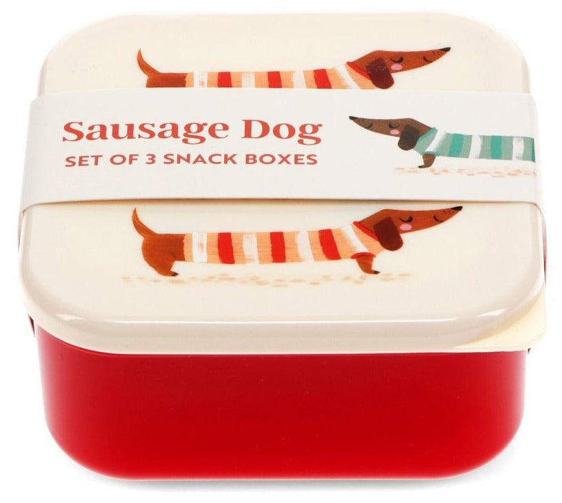 Rex London Sausage Dog Set of 3 Snack Boxes - Ivory