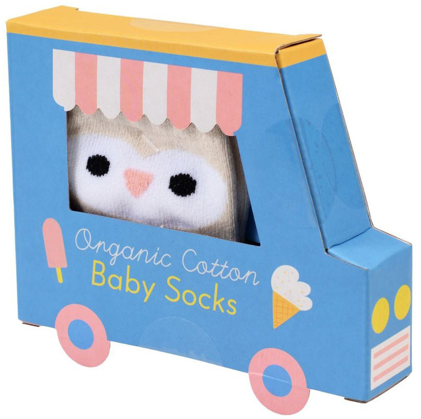 Rex London Organic Cotton Baby Socks - Pink Owl