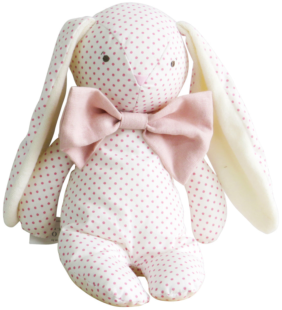 Alimrose Roberta Floppy Bunny - Spot Pink & Bowtie (25cm)