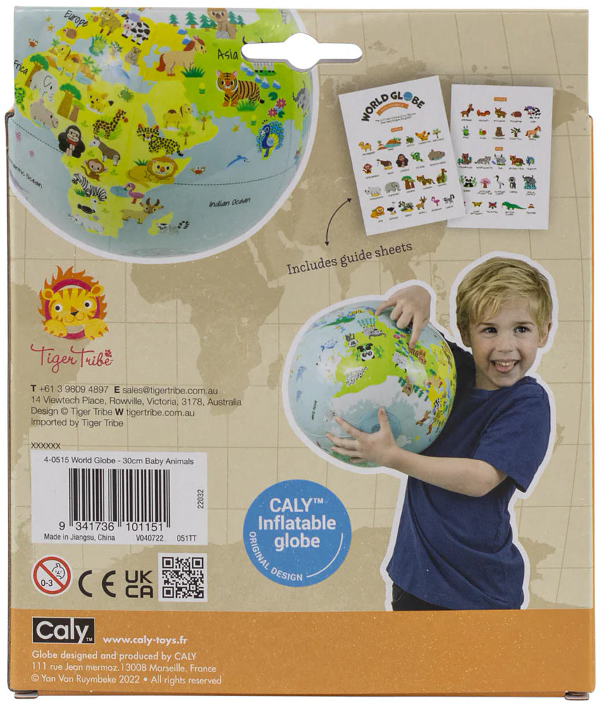 Tiger Tribe Inflatable World Globe - Baby Animals (30cm)