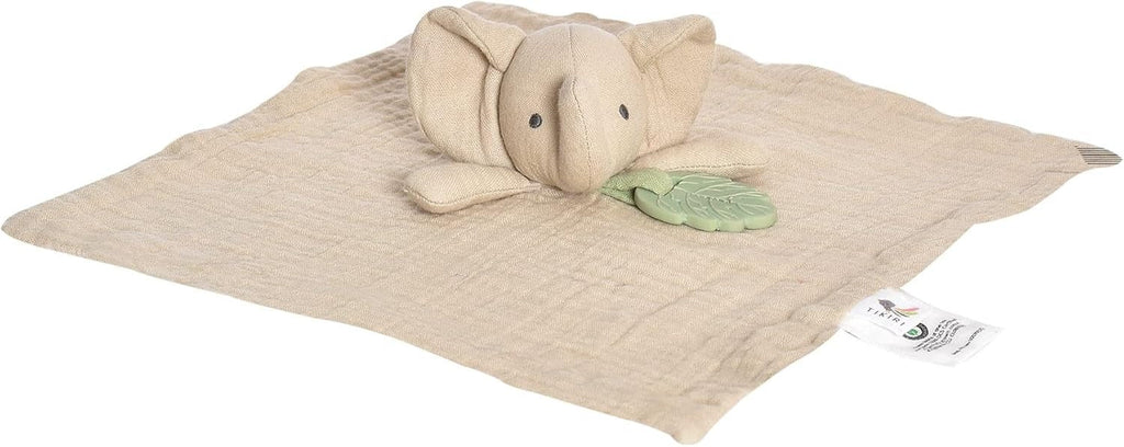 Tikiri Organic Comforter with Rubber Teether - Elephant (30cm)