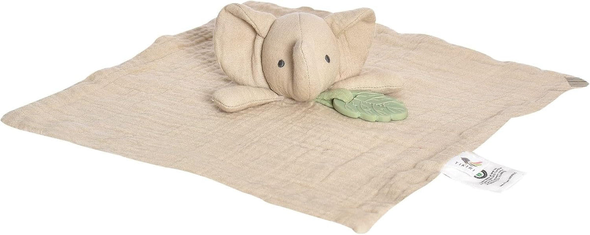 Tikiri Organic Comforter with Rubber Teether - Elephant (30cm)