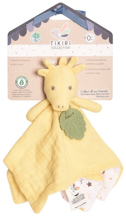 Tikiri Organic Comforter with Rubber Teether - Giraffe (30cm)