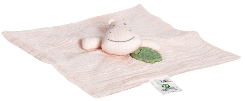 Tikiri Organic Comforter with Rubber Teether - Hippo (30cm)
