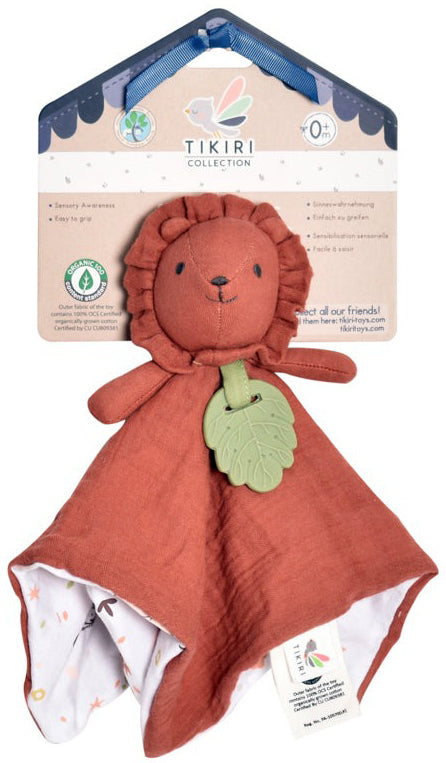 Tikiri Organic Comforter with Rubber Teether - Lion (30cm)