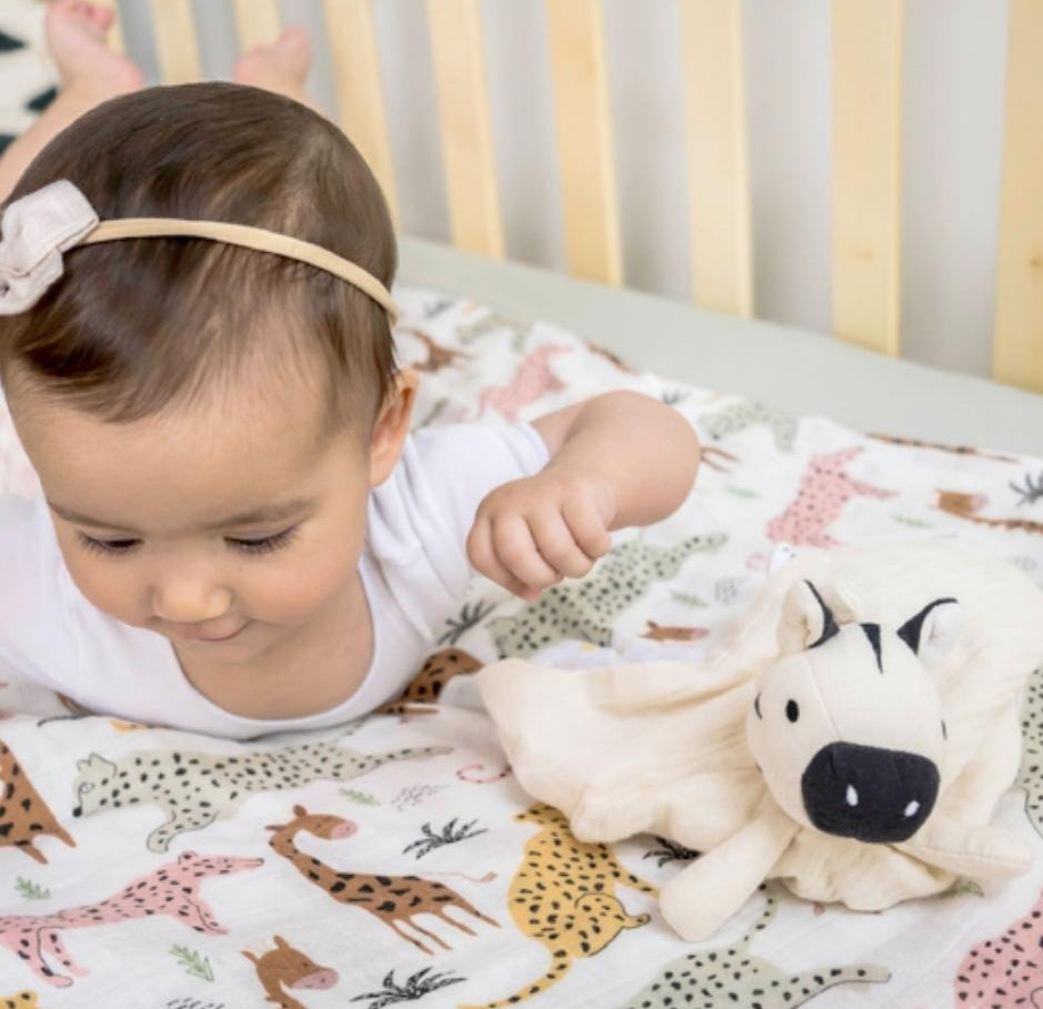 Tikiri Organic Comforter with Rubber Teether - Zebra (30cm)