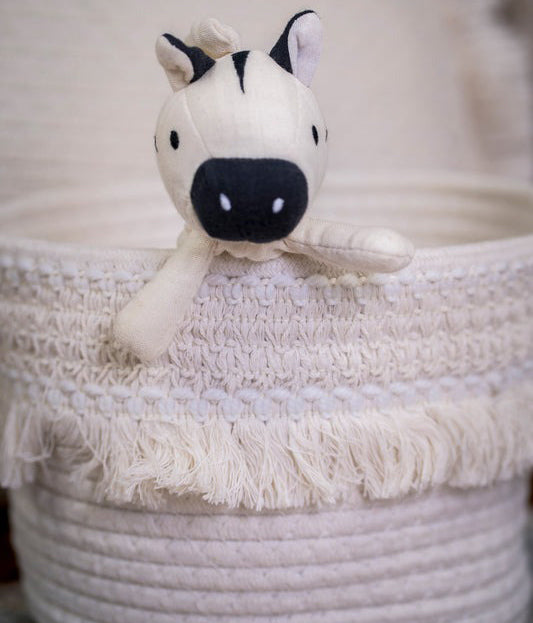 Tikiri Organic Comforter with Rubber Teether - Zebra (30cm)