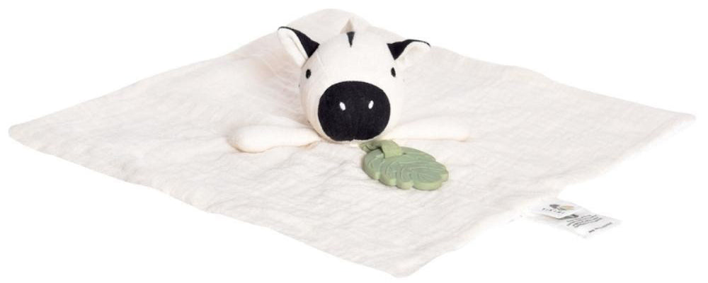 Tikiri Organic Comforter with Rubber Teether - Zebra (30cm)