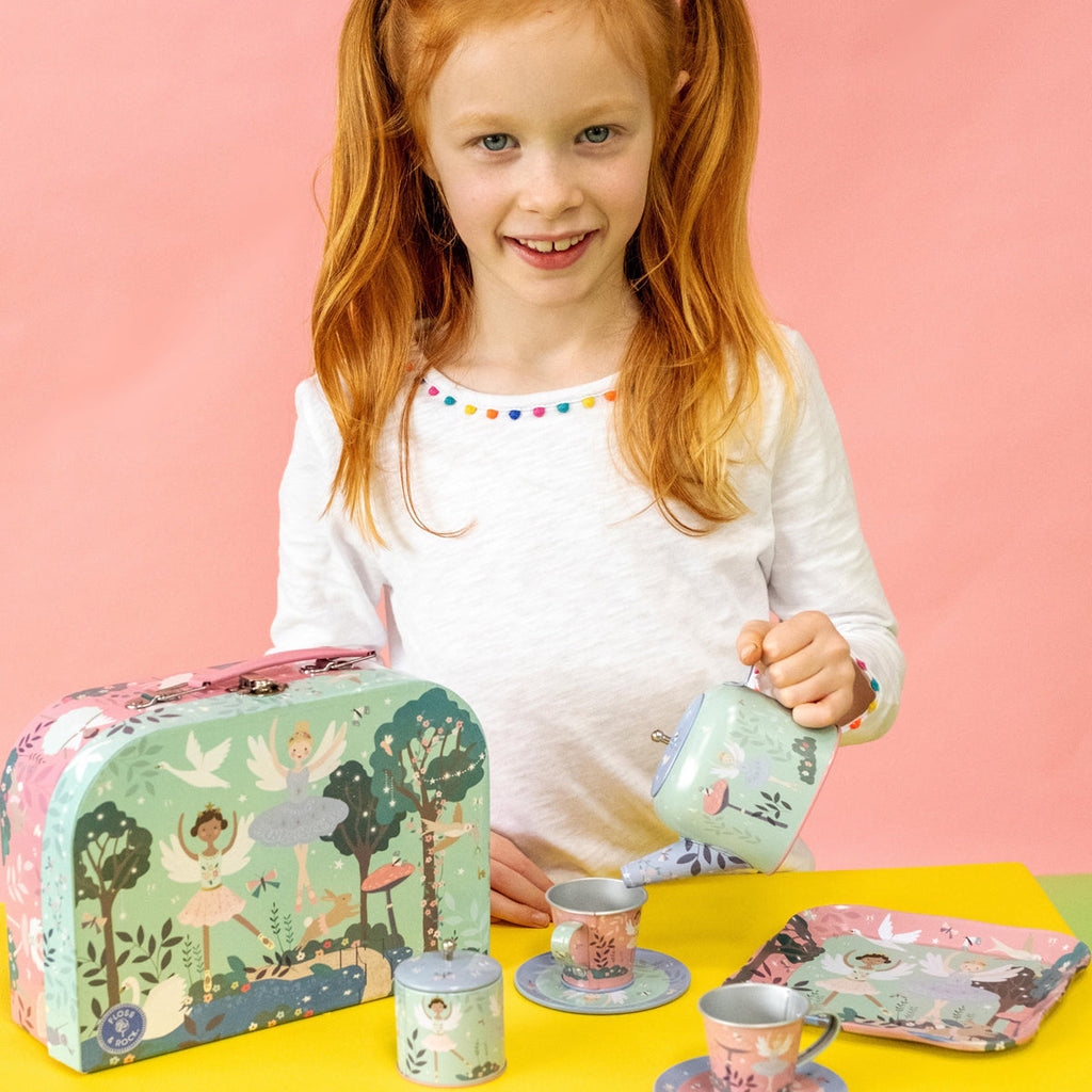 Floss & Rock 9pce Vintage Tin Tea Set - Enchanted