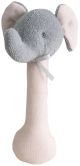 Alimrose Elephant Stick Rattle - Pink Linen