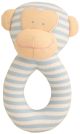 Alimrose Monkey Grab Rattle - Blue Stripe