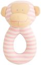 Alimrose Monkey Grab Rattle - Pink Stripe