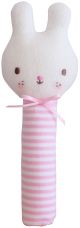 Alimrose Baby Bunny Hand Squeaker - Pink Stripe