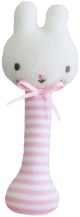 Alimrose Baby Bunny Stick Rattle - Pink Stripe