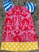 Handmade Flutter Sleeve Dress - Damask Zebra Spots (L 5-6y)