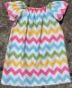 Handmade Flutter Sleeve Dress - Multi Chevron (XS 6-12m)