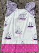 Handmade Flutter Sleeve Dress - Ships & Anchors (XS 6-12m)