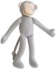 Alimrose Fleece Monkey Toy Rattle - Grey (28cm)