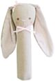 Alimrose Linen Bunny Hand Squeaker & Rattle - Pink Spot