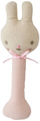 Alimrose Linen Bunny Stick Rattle - Pink