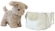 Alimrose Biscuit the Puppy in Carrier - Sage Stripe (22cm)