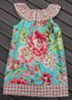 Handmade Ruffle Neck Dress - Aqua Floral Spot (S 1-2y)