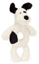 Jellycat Bashful Black & Cream Puppy Ring Rattle (18cm)