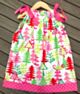 Handmade Ribbon Tie Dress - Christmas Trees (S 1-2y)