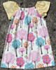 Handmade Flutter Sleeve Dress - Floral Trees (S 1-2y)