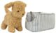 Alimrose Toffee the Puppy in Carrier - Chambray Stripe (22cm)