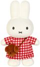 Miffy Plush with Checkered Dress & Snuffy Bag - Red (23cm)