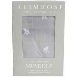 Alimrose Single Muslin Swaddle Deer on Grey